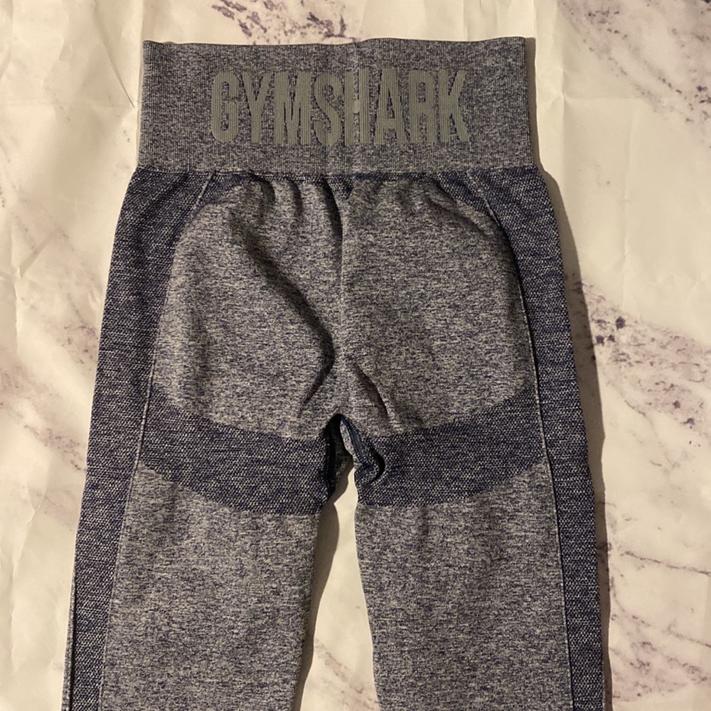 GymShark Flex High-Waisted Leggings Navy Marl/Light Grey Brand New! - Picture 5 of 7